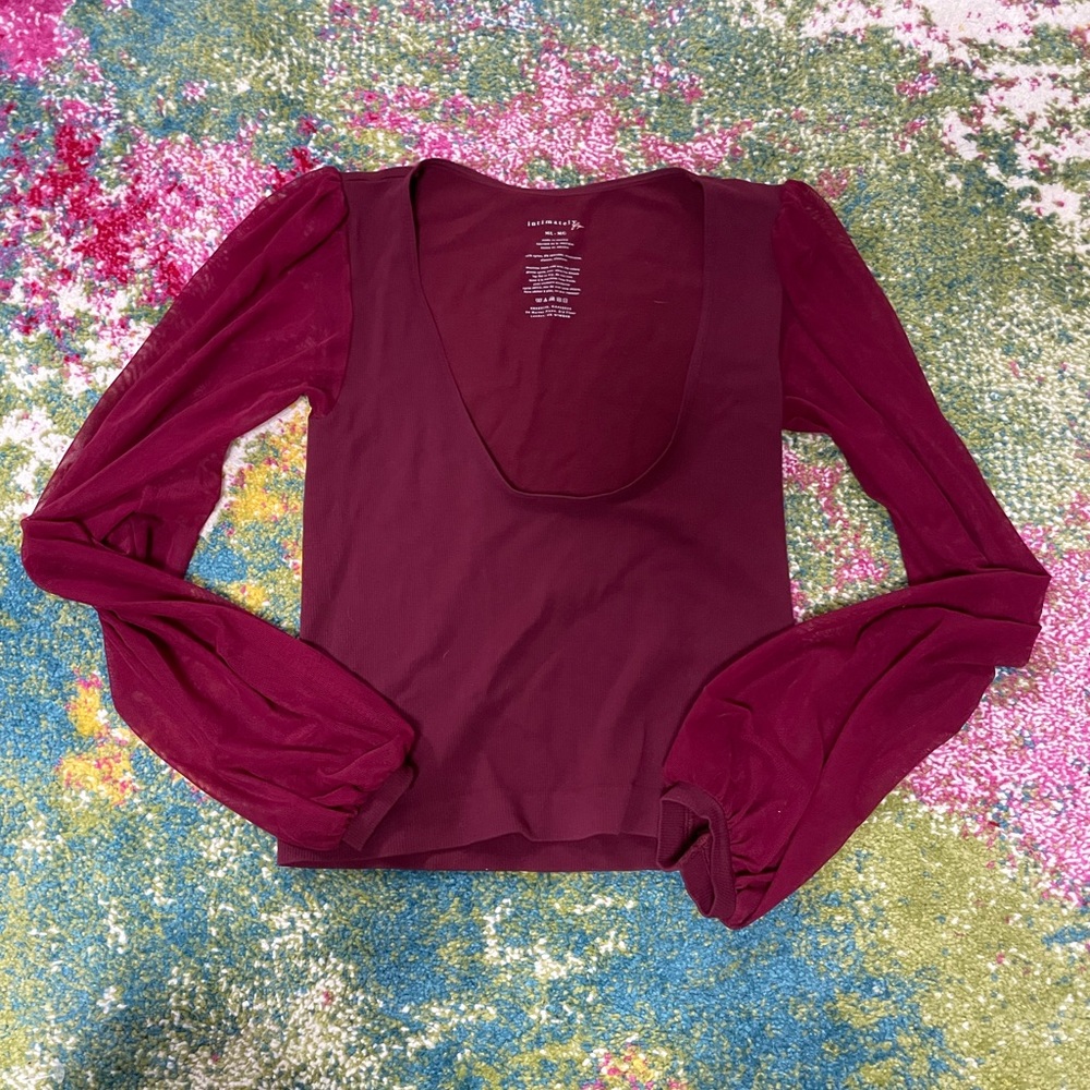 Free people intimately Lost in Love seamless cami ribbed mesh long sleeve top